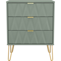 Crowndale Diamond 3 Drawer Reed Green Midi Chest of Drawers Ready Assembled - Wilko - thumbnail 3