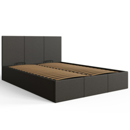 GFW Small Double Grey Hopsack Fabric Side Lift Ottoman Bed with Bonnell Mattress - Wilko - thumbnail 4