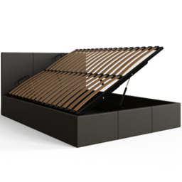 GFW Small Double Grey Hopsack Fabric Side Lift Ottoman Bed with Bonnell Mattress - Wilko - thumbnail 6