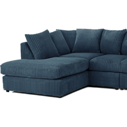 Luxor 4 Seater Navy Blue Jumbo Cord Left Hand Facing Scatter Back L Shaped Corner Sofa Set - Wilko - thumbnail 4