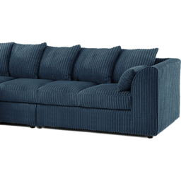 Luxor 4 Seater Navy Blue Jumbo Cord Left Hand Facing Scatter Back L Shaped Corner Sofa Set - Wilko - thumbnail 5