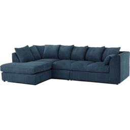 Luxor 4 Seater Navy Blue Jumbo Cord Left Hand Facing Scatter Back L Shaped Corner Sofa Set - Wilko - thumbnail 3