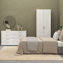 Florence 2 Door Oak and White High Gloss Wardrobe - Furniture to Go - Wilko - thumbnail 7
