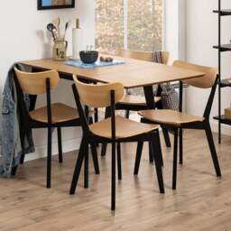 Florence Roxby 4 Seater Extending Dining Table Oak and Black - Oak & Black - Wilko - thumbnail 1