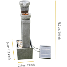 Teamson Home 2 Bowls Solar Waterfall Fountain - Size: 76.2 x 22.9 x 34.0cm - Multi - Wilko - thumbnail 7