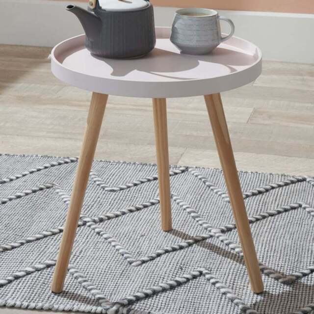 Pacific Lifestyle Halston Blush Wood Veneer and Natural Pine Wood Side Table - Pink - Wilko - image 1