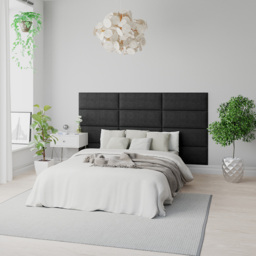 Aspire EasyMount Ebony Malham Weave Upholstered Wall Mounted Headboard Panels 4 Pack - Black - Aspire Beds - Wilko
