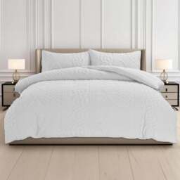 Velosso Double White Quilted Knit Duvet Set - Wilko