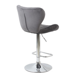 Grey Velvet Height Adjustable Shell Bar Stool - Size: Single - Wilko - thumbnail 6