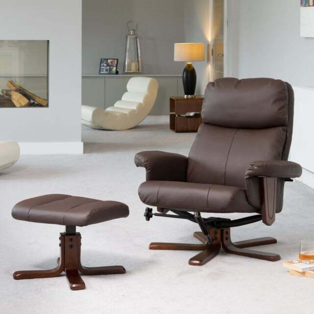 Artemis Home Woodacre Brown Swivel Chair with Footstool - Size: Single - Wilko - image 1