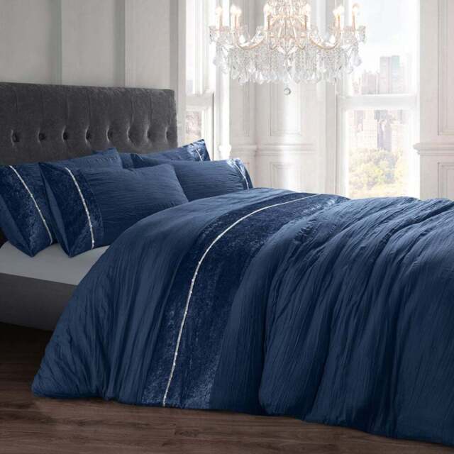 Velosso Diamante Single Navy Orleans Duvet Set - Blue - Wilko - image 1