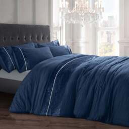 Velosso Diamante Single Navy Orleans Duvet Set - Blue - Wilko