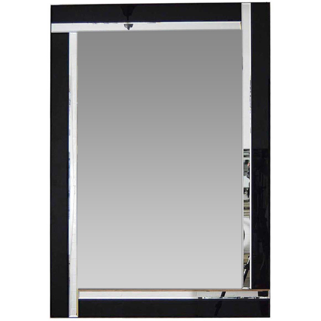 Aston Double Bevelled Black All Glass Mirror 70 x 100cm - Size: 100 x 70cm - MirrorOutlet - Wilko - image 1