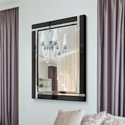Aston Double Bevelled Black All Glass Mirror 70 x 100cm - Size: 100 x 70cm - MirrorOutlet - Wilko - thumbnail 3
