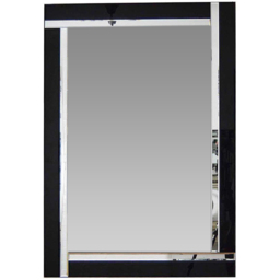 Aston Double Bevelled Black All Glass Mirror 70 x 100cm - Size: 100 x 70cm - MirrorOutlet - Wilko