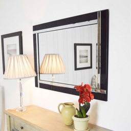 Aston Double Bevelled Black All Glass Mirror 70 x 100cm - Size: 100 x 70cm - MirrorOutlet - Wilko - thumbnail 5