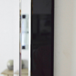 Aston Double Bevelled Black All Glass Mirror 70 x 100cm - Size: 100 x 70cm - MirrorOutlet - Wilko - thumbnail 4