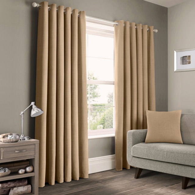 Velosso Panama Natural Eyelet Curtains 168 x 137cm - Size: W 168 x D 137cm - Cream - Wilko - image 1