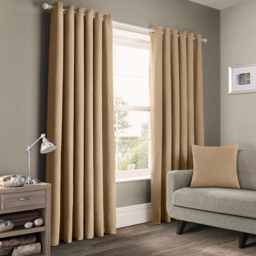 Velosso Panama Natural Eyelet Curtains 168 x 137cm - Size: W 168 x D 137cm - Cream - Wilko
