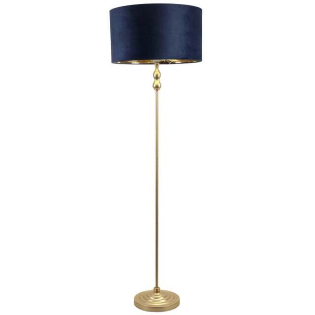 ValueLights Maggie Gold Candlestick LED Floor Lamp with Navy Blue and Gold Lamp Shade - Size: 151 x 45 x 45cm - Wilko - image 1