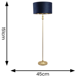 ValueLights Maggie Gold Candlestick LED Floor Lamp with Navy Blue and Gold Lamp Shade - Size: 151 x 45 x 45cm - Wilko - thumbnail 5