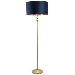 ValueLights Maggie Gold Candlestick LED Floor Lamp with Navy Blue and Gold Lamp Shade - Size: 151 x 45 x 45cm - Wilko