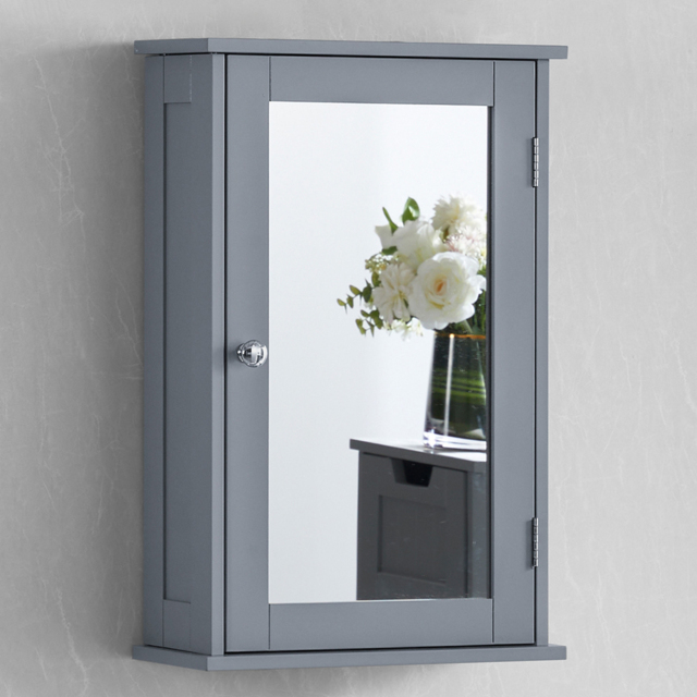 BATH VIDA Priano Single Door Grey Mirror Bathroom Cabinet - Size: 53 x 34 x 15cm - Wilko - image 1