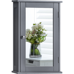 BATH VIDA Priano Single Door Grey Mirror Bathroom Cabinet - Size: 53 x 34 x 15cm - Wilko - thumbnail 3