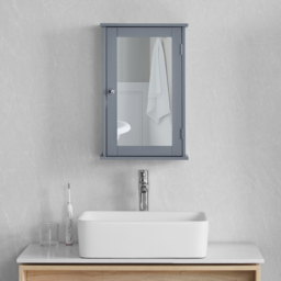 BATH VIDA Priano Single Door Grey Mirror Bathroom Cabinet - Size: 53 x 34 x 15cm - Wilko - thumbnail 5
