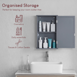 BATH VIDA Priano Single Door Grey Mirror Bathroom Cabinet - Size: 53 x 34 x 15cm - Wilko - thumbnail 7