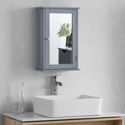 BATH VIDA Priano Single Door Grey Mirror Bathroom Cabinet - Size: 53 x 34 x 15cm - Wilko - thumbnail 4