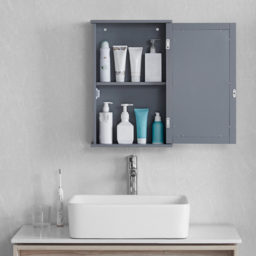 BATH VIDA Priano Single Door Grey Mirror Bathroom Cabinet - Size: 53 x 34 x 15cm - Wilko - thumbnail 6