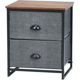 Costway Black 2 Drawer Fabric Nightstand Bedside Storage Cabinet - Wilko - thumbnail 3