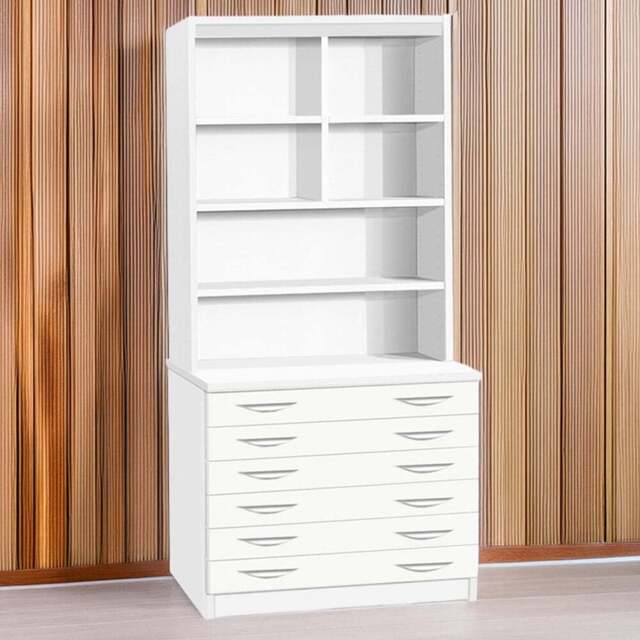 R White Cabinets 6 Drawer 6 Shelf White A2 Plan Chest of Drawers with Hutch - Wilko - image 1