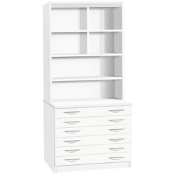 R White Cabinets 6 Drawer 6 Shelf White A2 Plan Chest of Drawers with Hutch - Wilko - thumbnail 3