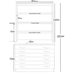 R White Cabinets 6 Drawer 6 Shelf White A2 Plan Chest of Drawers with Hutch - Wilko - thumbnail 6
