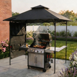 Home Source Verano 2.5 x 1.6m Black Folding BBQ Gazebo with Accessories - Size: 278 x 255 x 160cm - Wilko - thumbnail 1