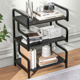 HOMCOM 3-TierBlack Storage Shelf - Size: 77.0 x 40.0 x 55.0cm - Wilko
