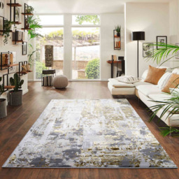 Desire Rugs Styra Gold Abstract Rug 200 x 290cm - Wilko - thumbnail 3