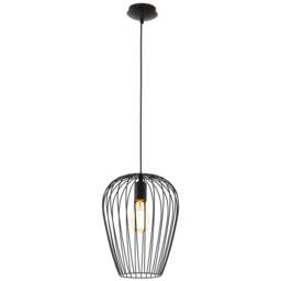 EGLO Newton Black Caged Shade Pendant Light - Size: 27.5 x 27.5 x 110.0cm - Wilko