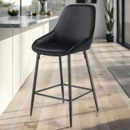 tectake Siera Black Velvet Look Bar Stool Set of 2 - Wilko - thumbnail 1