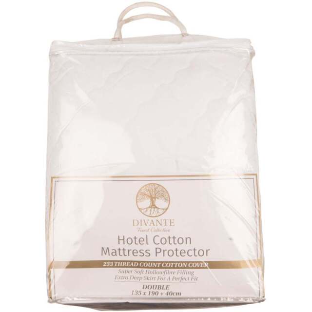 Divante Finest Hotel Double White Cotton Mattress Protector - Wilko - image 1