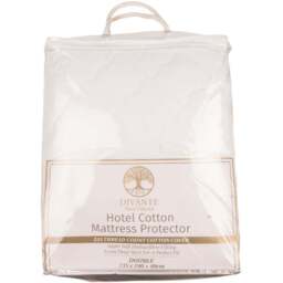 Divante Finest Hotel Double White Cotton Mattress Protector - Wilko - thumbnail 1