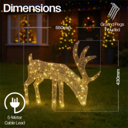Xmas Haus Silver 200 Warm White LED Head Down Deer Christmas Decoration 1ft - Size: 550 x 430 x 150cm - Wilko - thumbnail 6