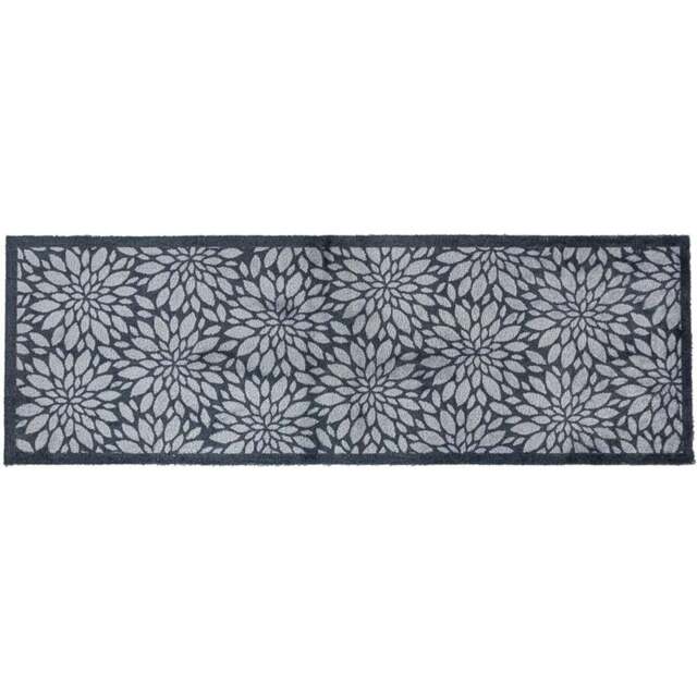JVL Mega Grey Flowers Latex Backed Door Runner 57 x 150cm - Size: 150 x 57 x 1cm - Blue - Wilko - image 1