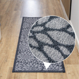 JVL Mega Grey Flowers Latex Backed Door Runner 57 x 150cm - Size: 150 x 57 x 1cm - Blue - Wilko - thumbnail 6