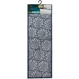 JVL Mega Grey Flowers Latex Backed Door Runner 57 x 150cm - Size: 150 x 57 x 1cm - Blue - Wilko - thumbnail 4