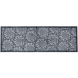 JVL Mega Grey Flowers Latex Backed Door Runner 57 x 150cm - Size: 150 x 57 x 1cm - Blue - Wilko - thumbnail 1