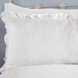 Ellie Bow Ruffle Duvet Set White King - Wilko - thumbnail 4
