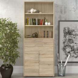 Florence 2 Door 2 Drawer 3 Shelf Oak Bookcase - Wood - Furniture to Go - Wilko